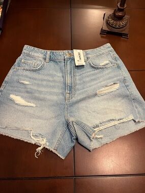 George Light Wash Distressed Denim Jean Shorts
